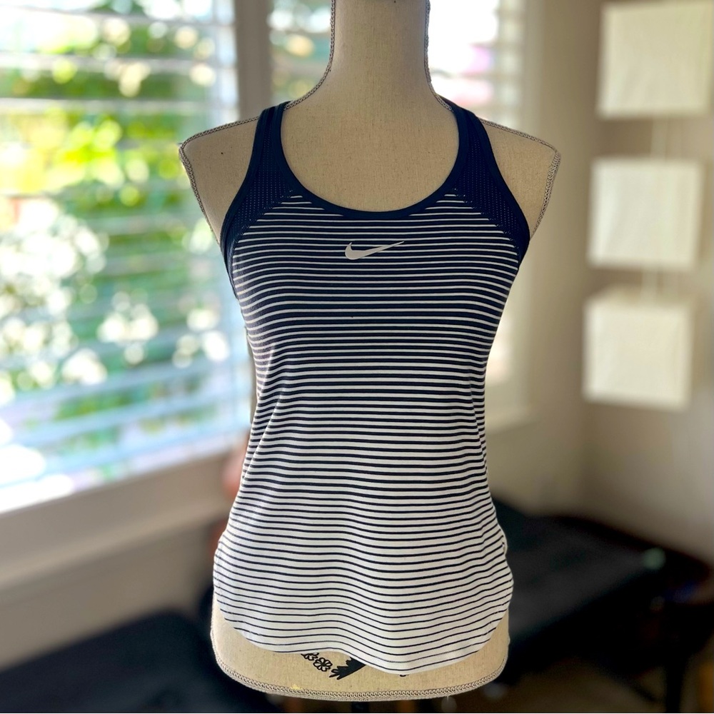 NIKE Blue & White Striped Tank Top, Size S in Great Condition